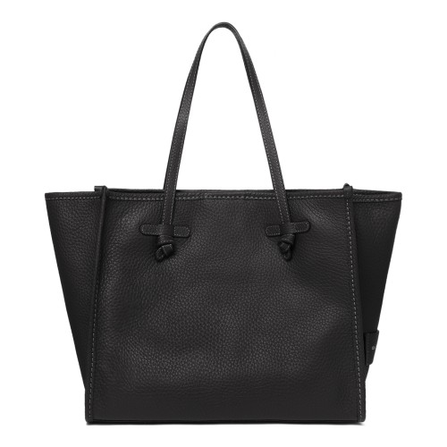 Marcella Black Textured Leather Shopper Tote Bag. 2