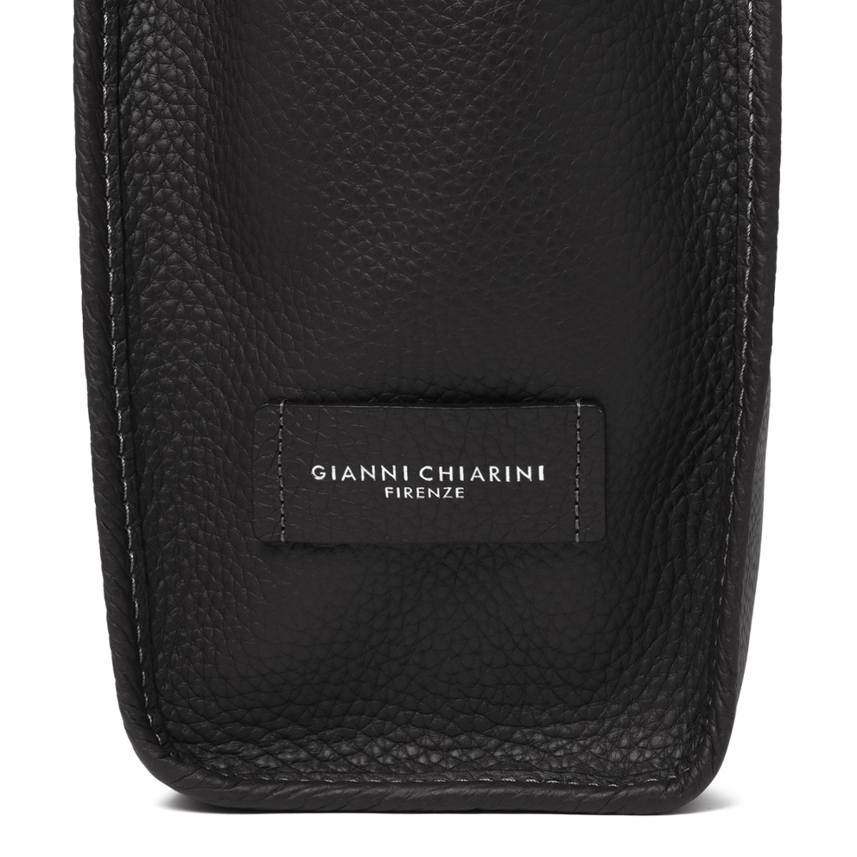 Marcella Black Textured Leather Shopper Tote Bag.