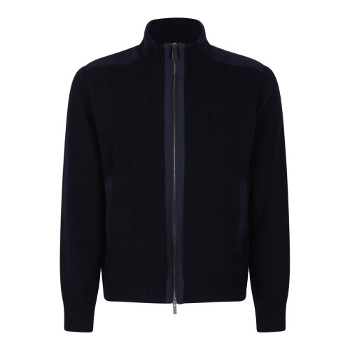Paul & Shark Navy Zip-Up Wool Cardigan.