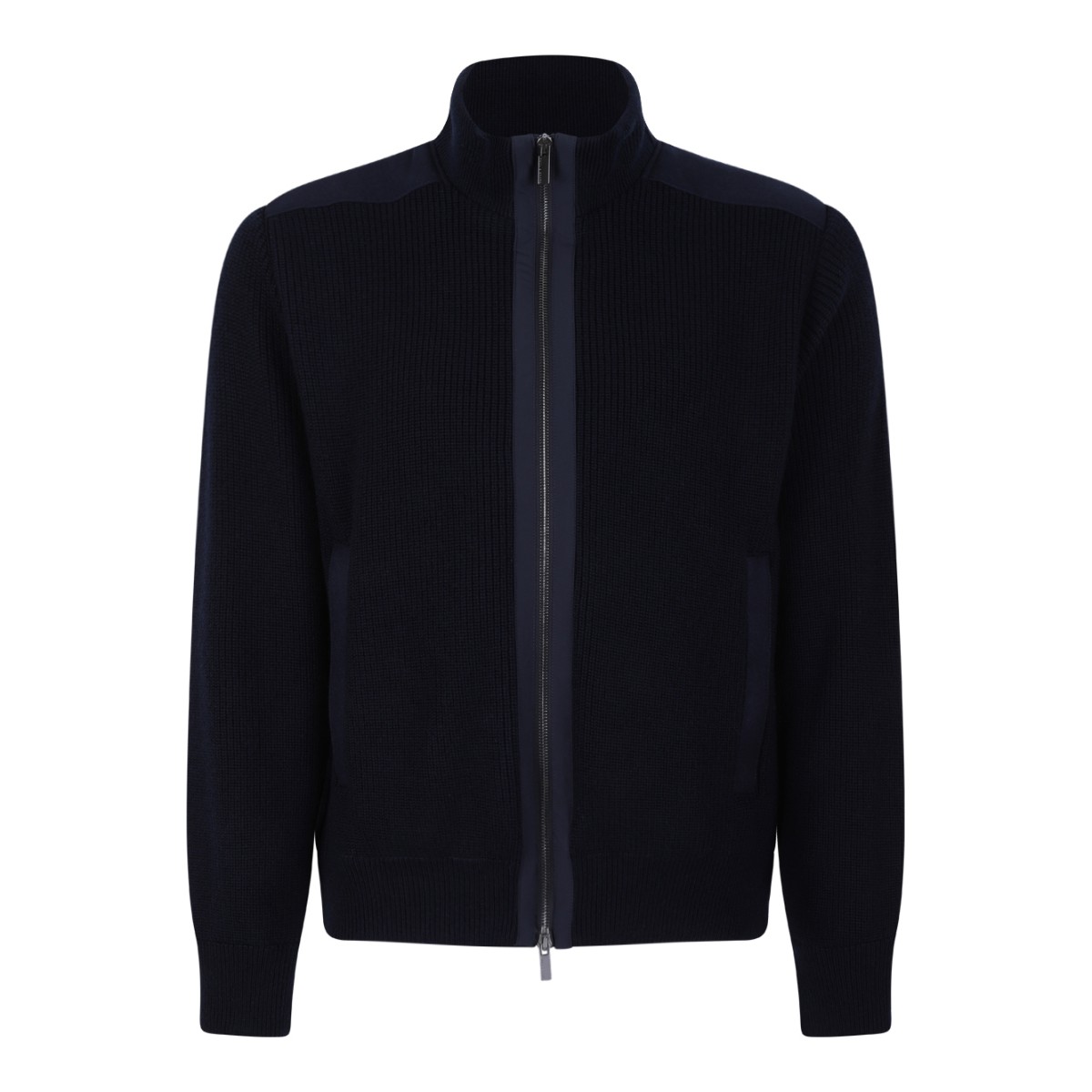 Paul & Shark Navy Zip-Up Wool Cardigan.