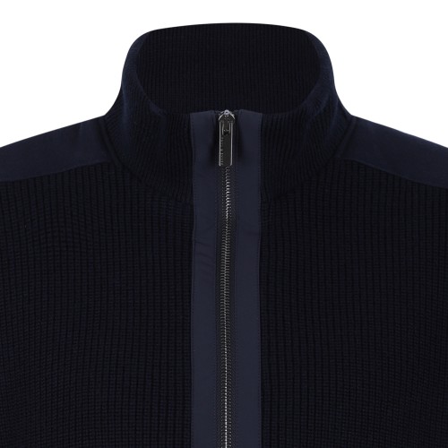 Paul & Shark Navy Zip-Up Wool Cardigan.