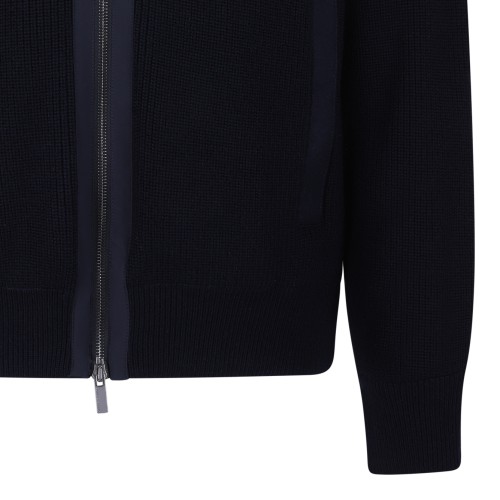 Paul & Shark Navy Zip-Up Wool Cardigan.
