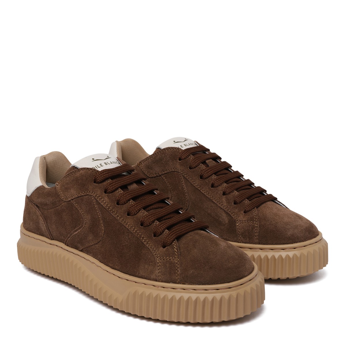 Voile Blanche Brown Suede Platform Sneakers.