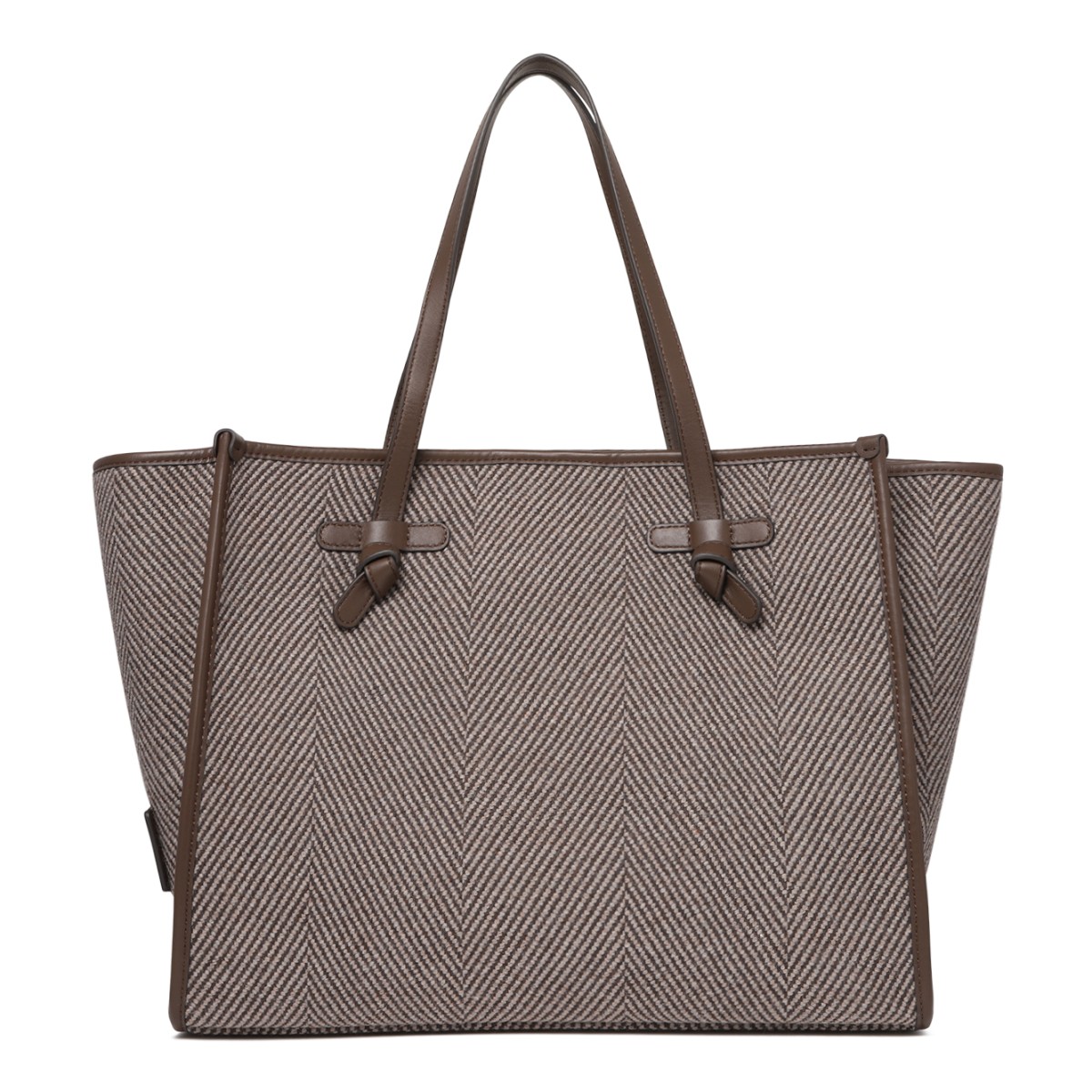 Marcella Taupe Woven Shopper Tote Bag.