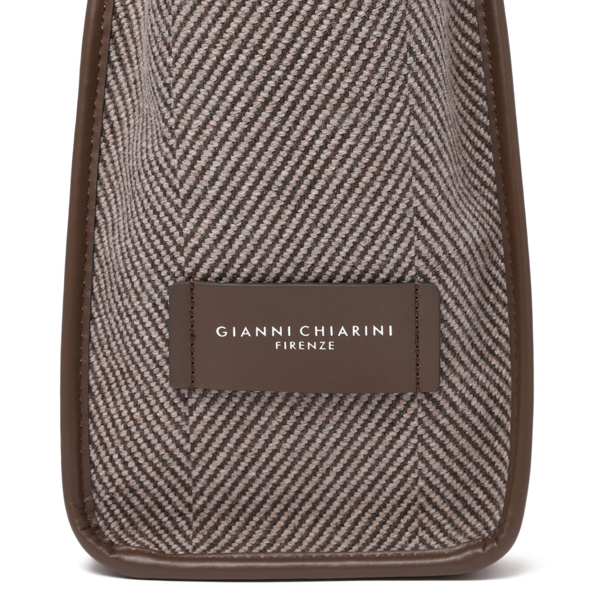Marcella Taupe Woven Shopper Tote Bag.
