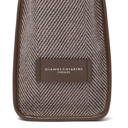 Marcella Taupe Woven Shopper Tote Bag.