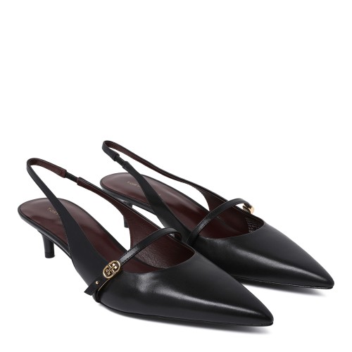 Tory Burch Black Leather Slingback Pumps. 2