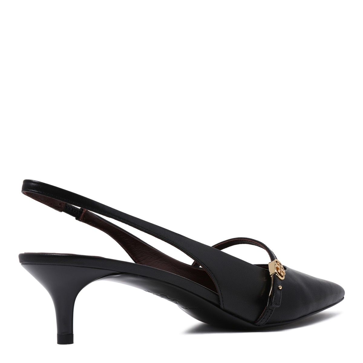 Tory Burch Black Leather Slingback Pumps.