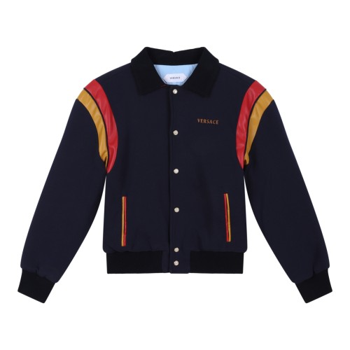 Versace Navy Wool Bomber Jacket.