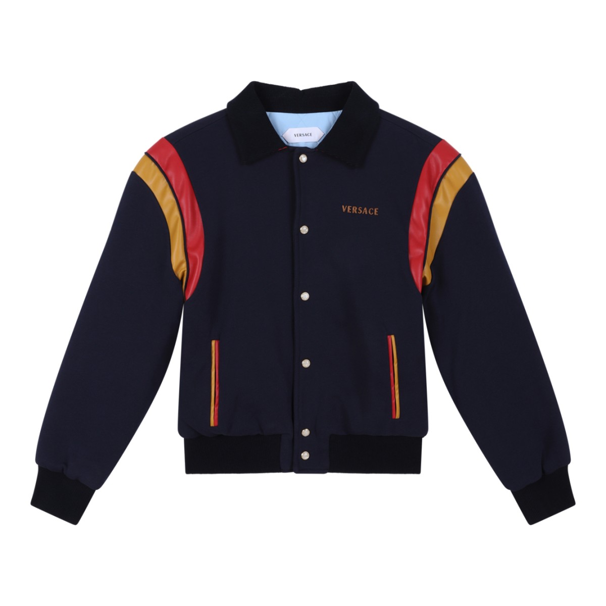 Versace Navy Wool Bomber Jacket.