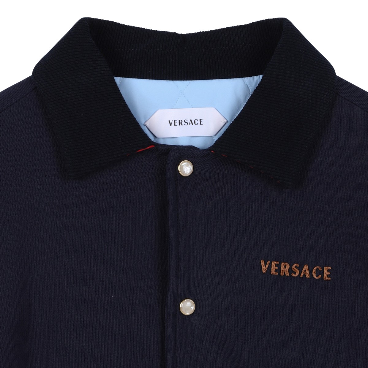 Versace Navy Wool Bomber Jacket.