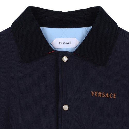 Versace Navy Wool Bomber Jacket.
