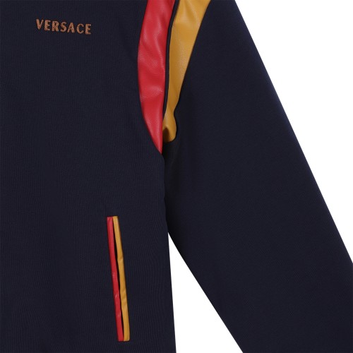 Versace Navy Wool Bomber Jacket.