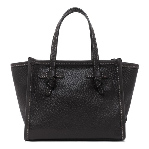 Marcella Black Textured Leather Tote Bag.