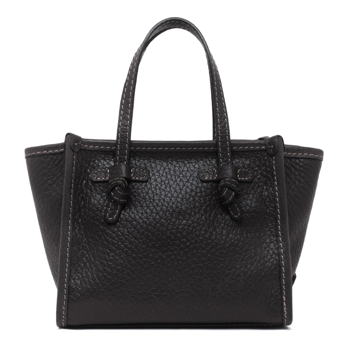 Marcella Black Textured Leather Tote Bag.