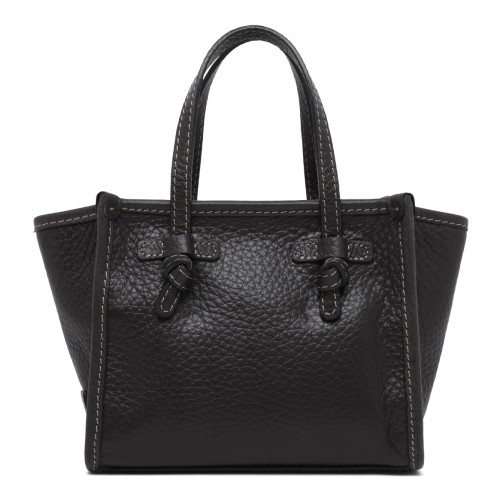 Marcella Black Textured Leather Tote Bag. 2