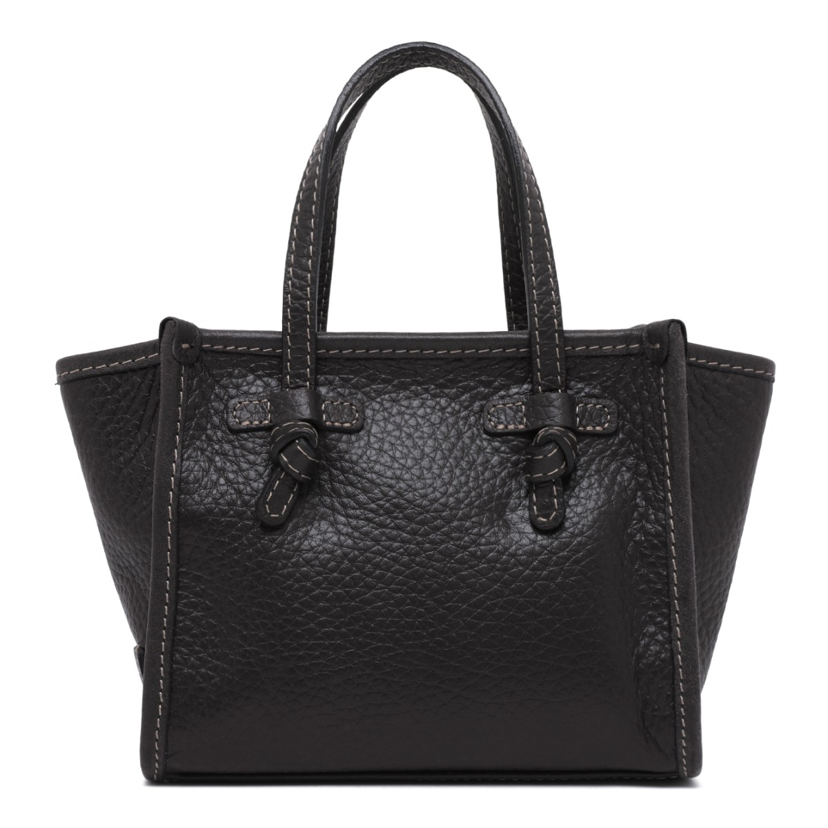 Marcella Black Textured Leather Tote Bag.