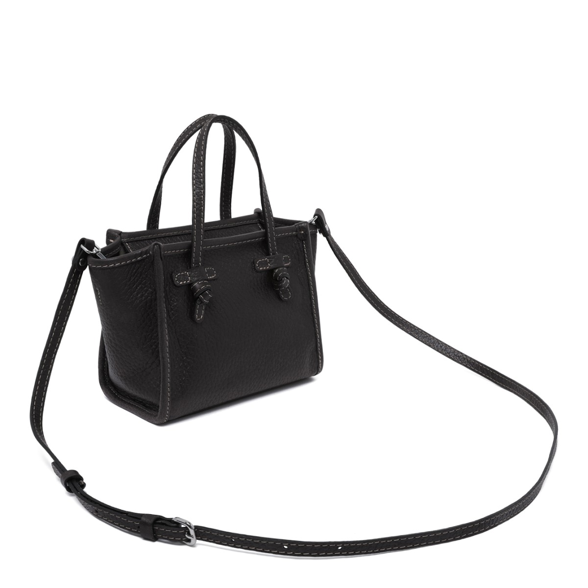 Marcella Black Textured Leather Tote Bag.