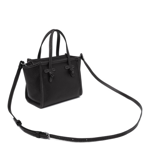 Marcella Black Textured Leather Tote Bag.