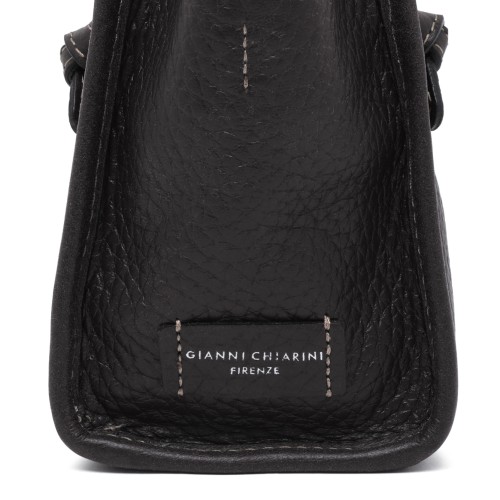 Marcella Black Textured Leather Tote Bag.