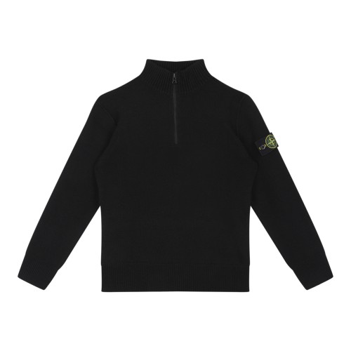 Stone Island Black Half-Zip Wool Sweater.