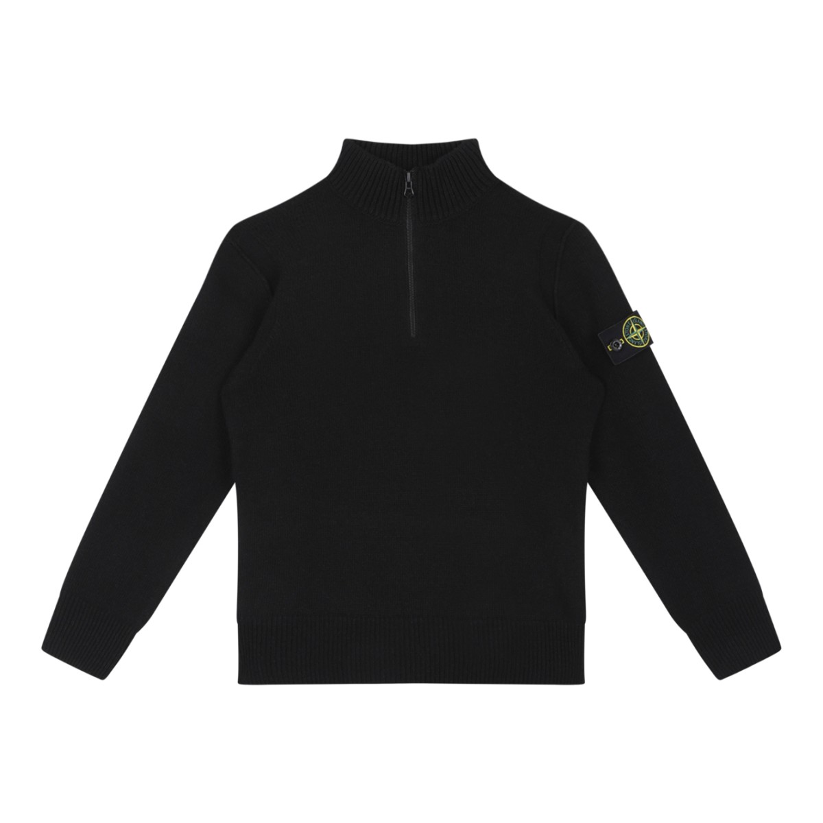 Stone Island Black Half-Zip Wool Sweater.