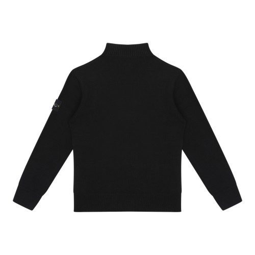 Stone Island Black Half-Zip Wool Sweater. 2