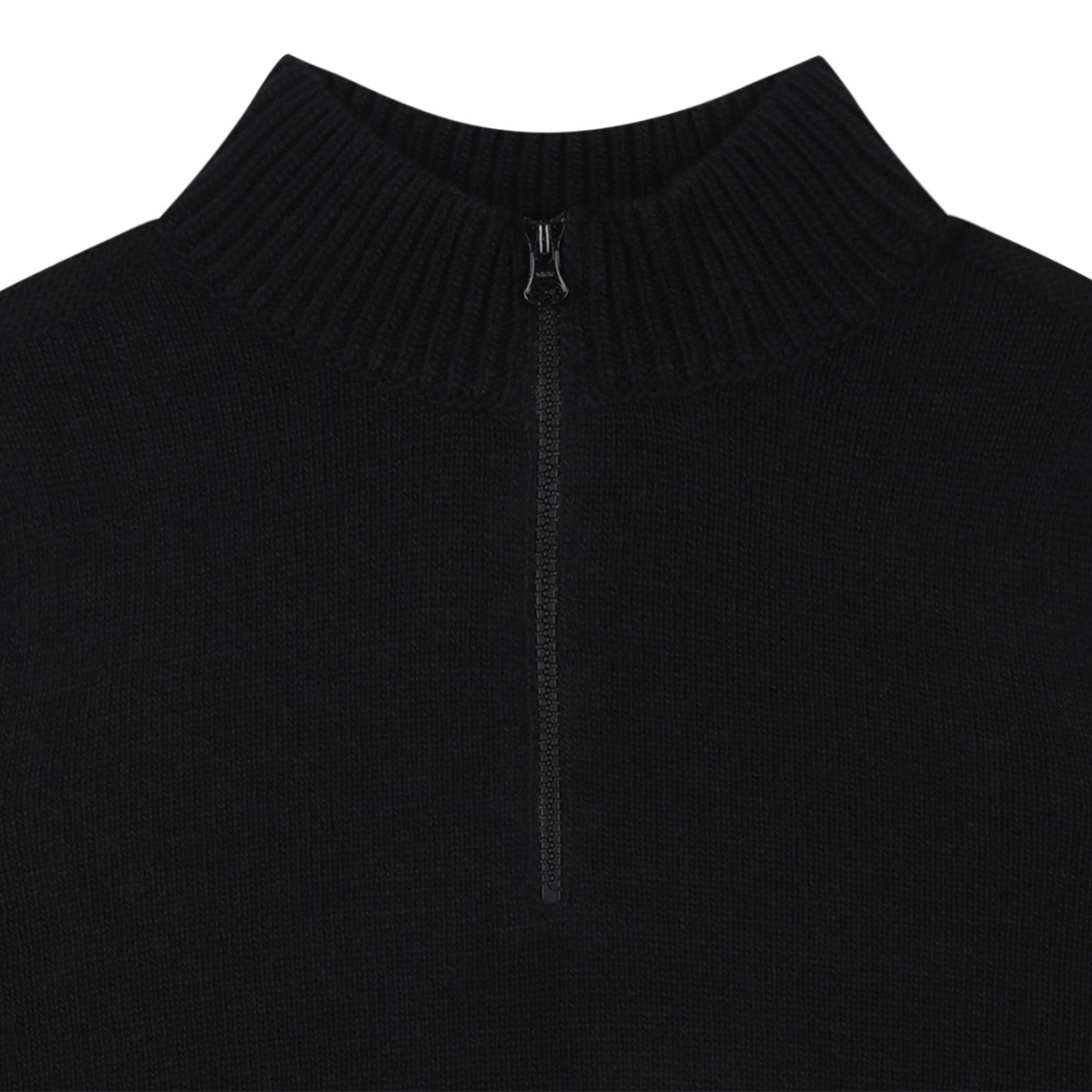 Stone Island Black Half-Zip Wool Sweater.