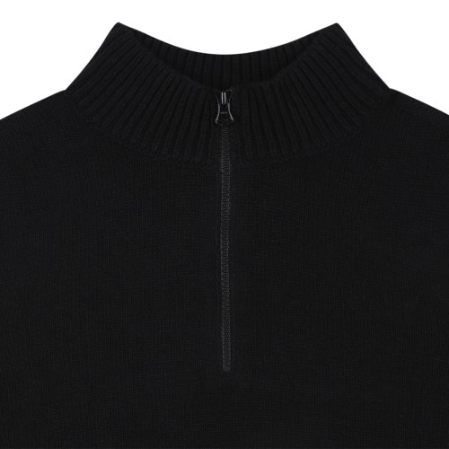 Stone Island Black Half-Zip Wool Sweater.