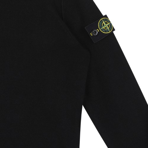 Stone Island Black Half-Zip Wool Sweater.
