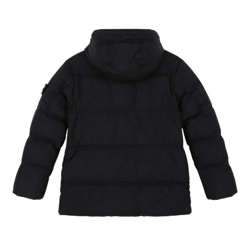 Stone Island Kids Black Hooded Puffer Jacket. 2