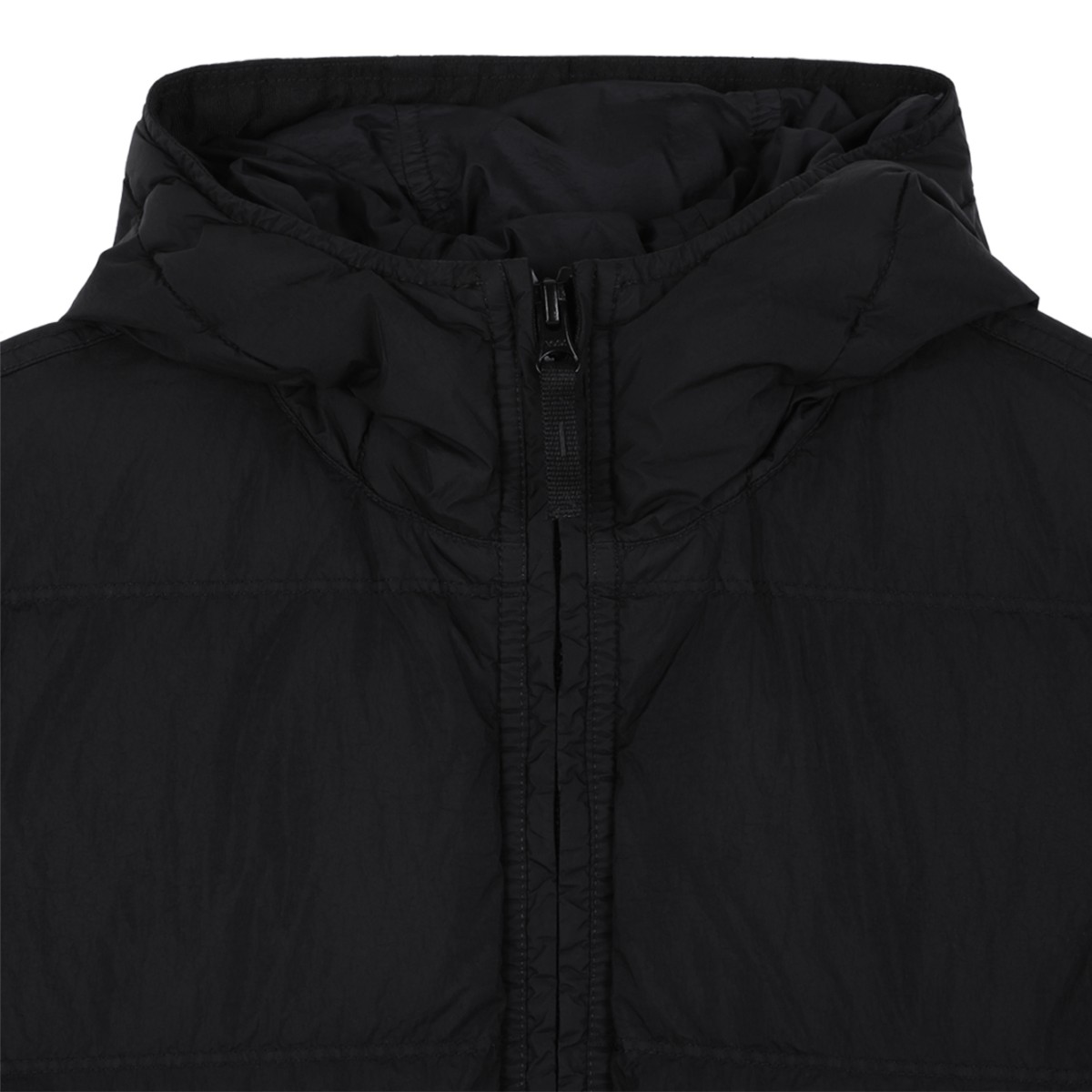 Stone Island Kids Black Hooded Puffer Jacket.