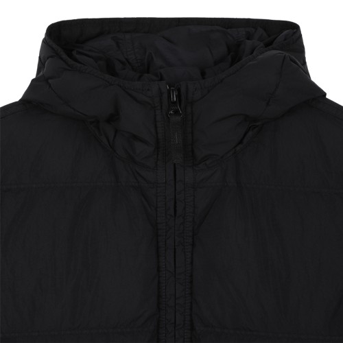 Stone Island Kids Black Hooded Puffer Jacket.
