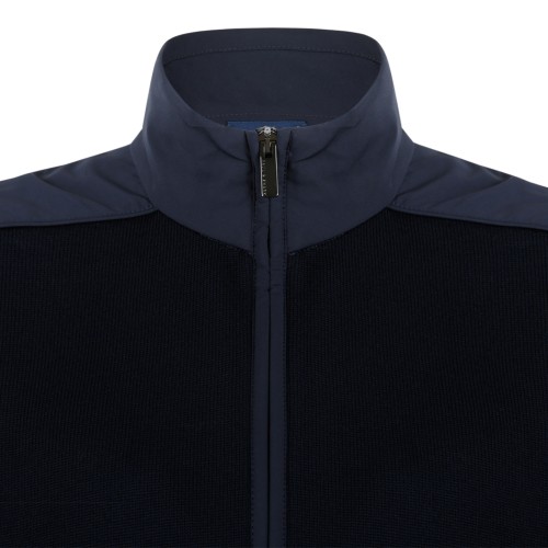 Paul & Shark Navy Zip-Up Wool Cardigan.