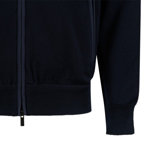 Paul & Shark Navy Zip-Up Wool Cardigan.