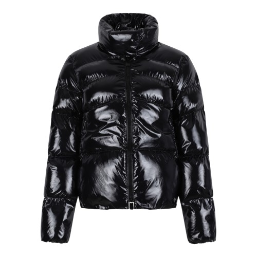 Pinko Black Glossy Puffer Jacket.