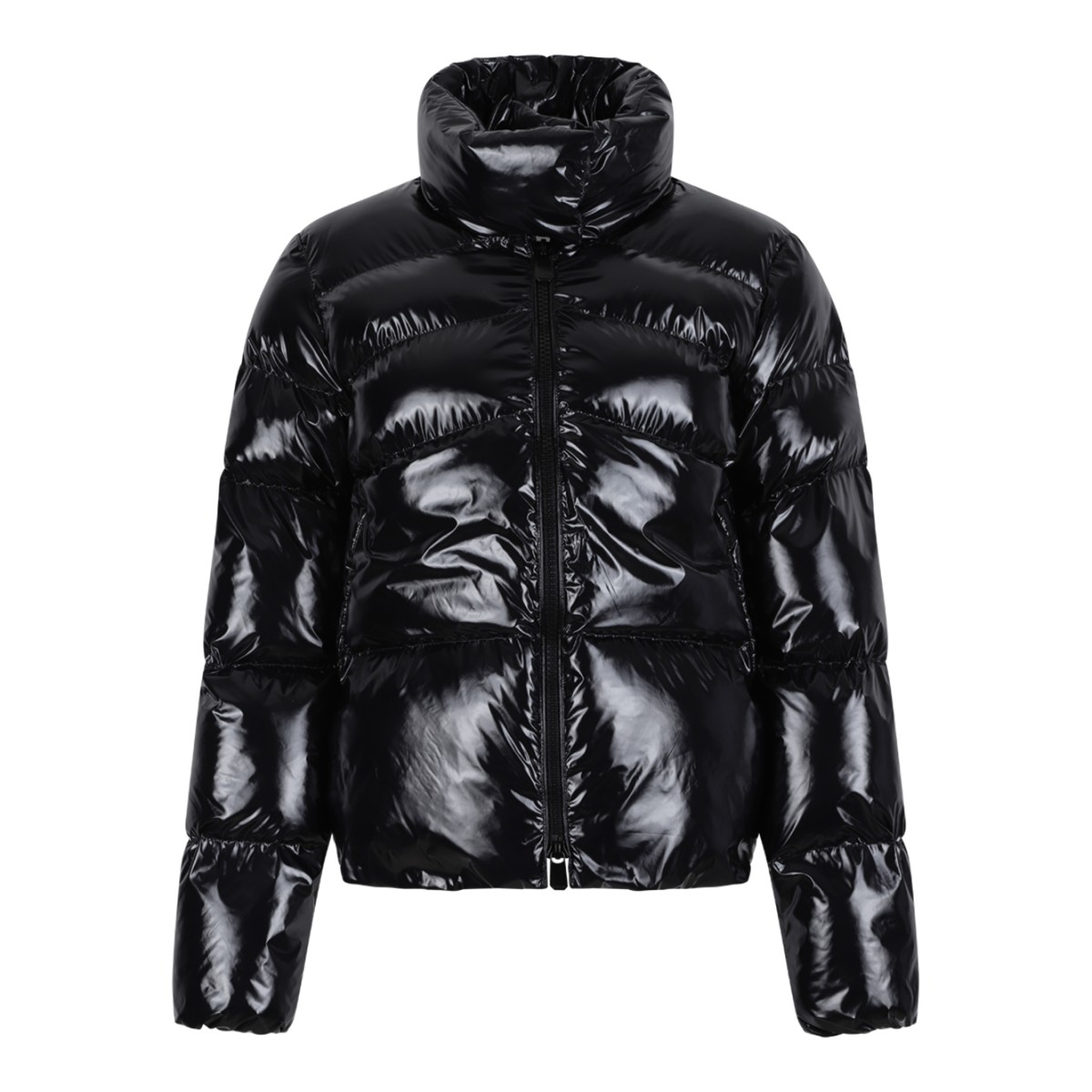 Pinko Black Glossy Puffer Jacket.