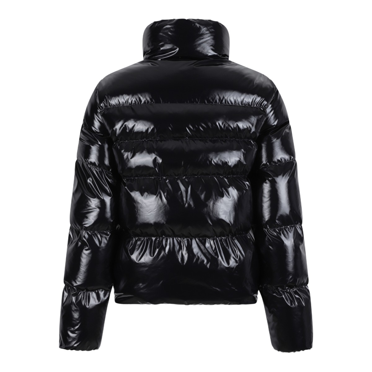 Pinko Black Glossy Puffer Jacket.