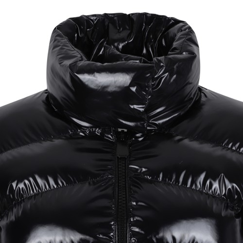 Pinko Black Glossy Puffer Jacket.