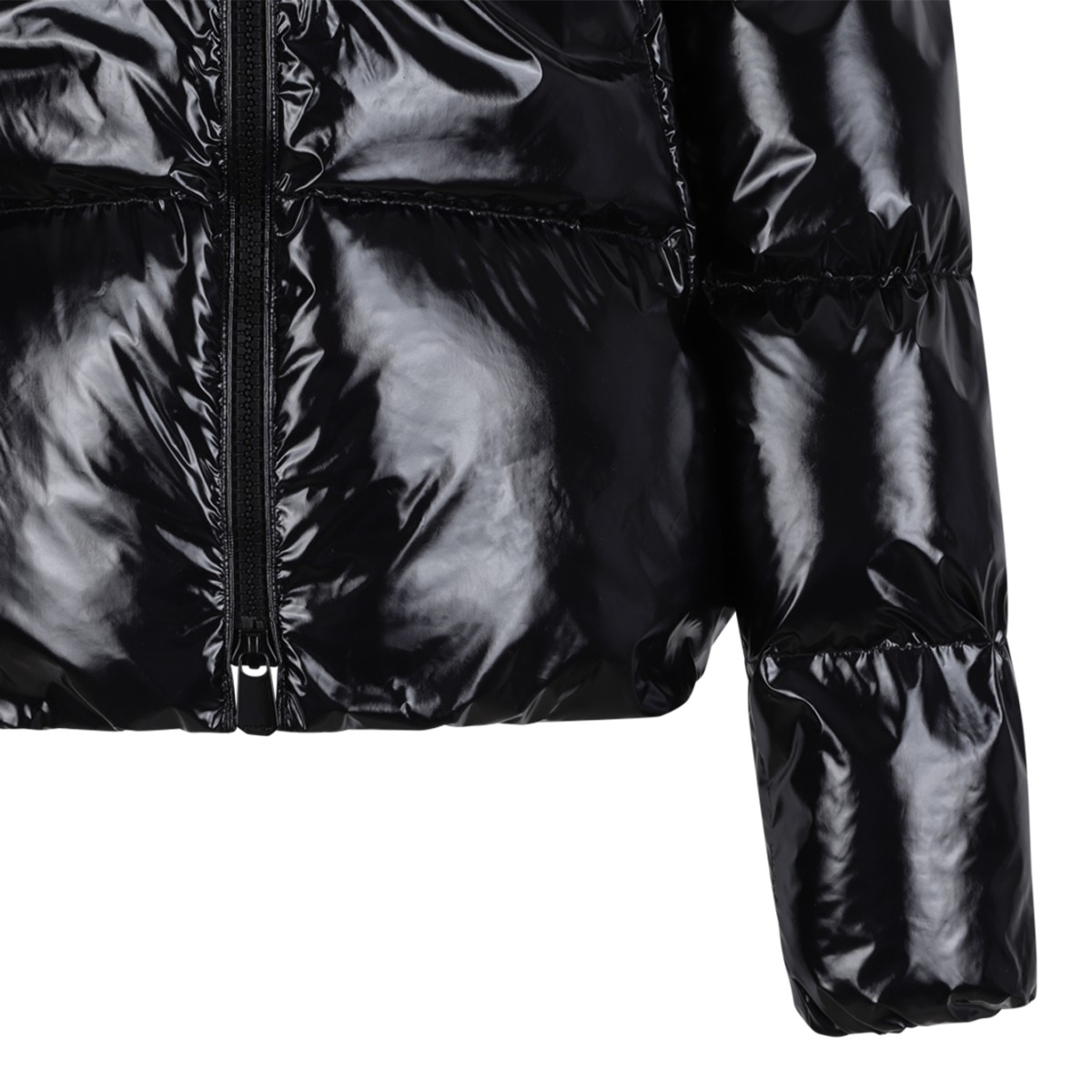 Pinko Black Glossy Puffer Jacket.
