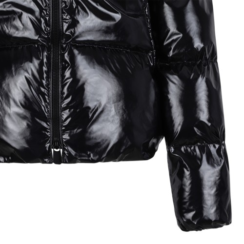 Pinko Black Glossy Puffer Jacket.
