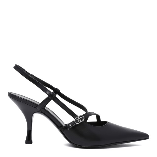 Tory Burch Black Leather Slingback Pumps.