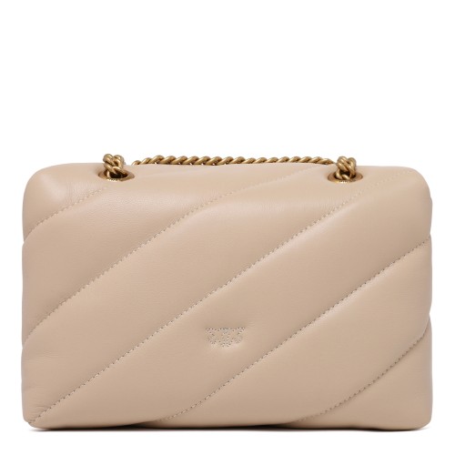 Pinko Beige Quilted Leather Mini Shoulder Bag. 2