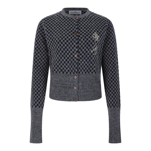 Vivienne Westwood Grey Jacquard Orb Cardigan.