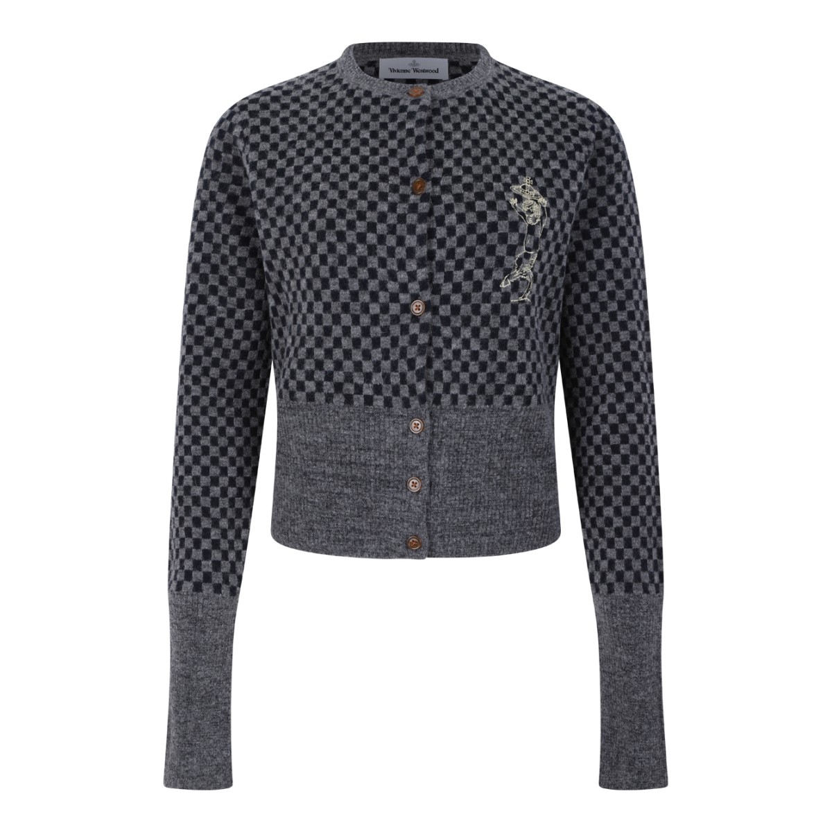 Vivienne Westwood Grey Jacquard Orb Cardigan.