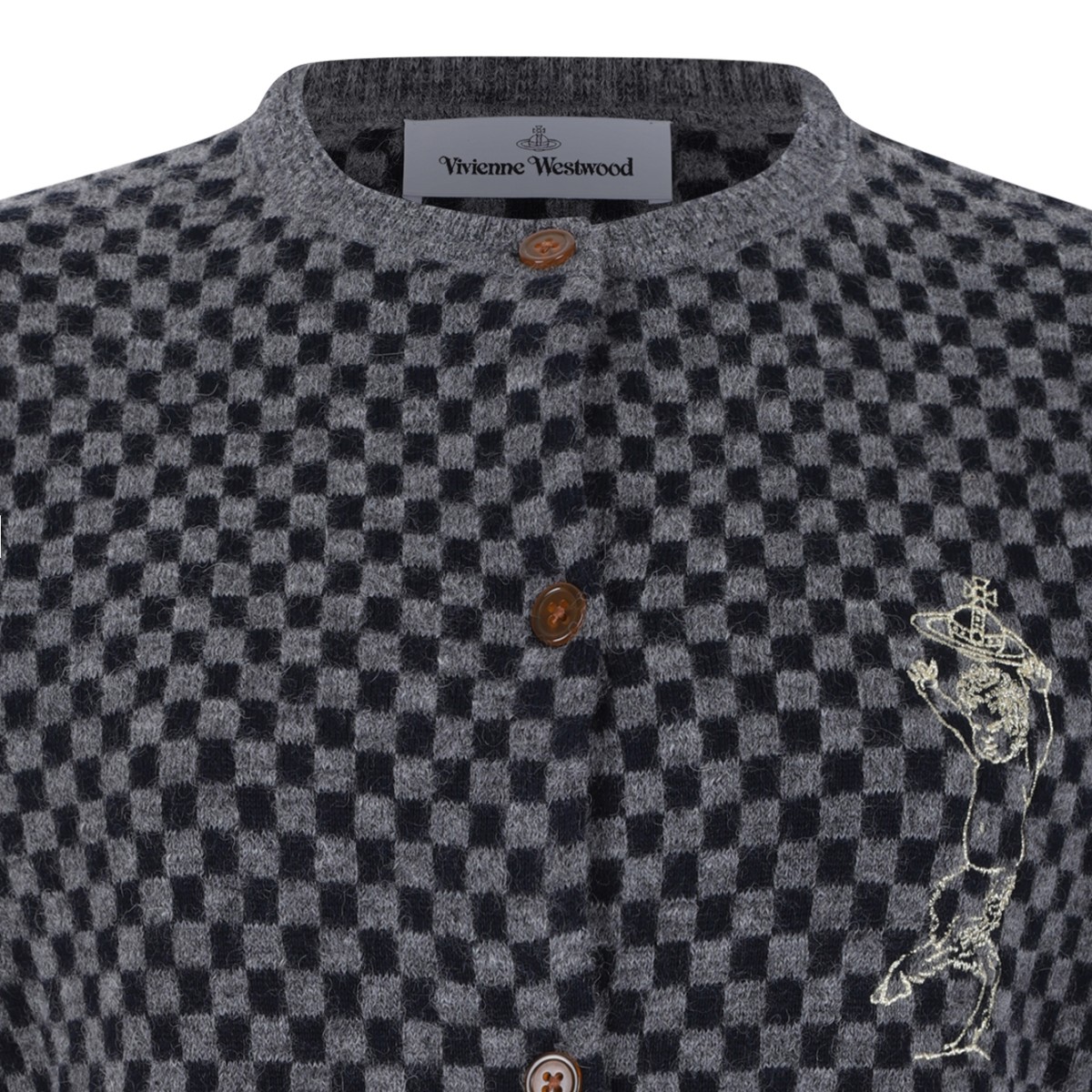 Vivienne Westwood Grey Jacquard Orb Cardigan.