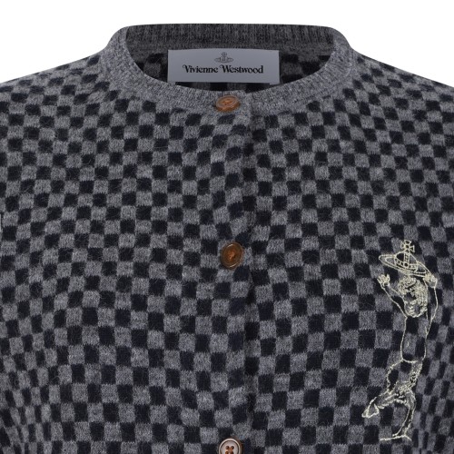 Vivienne Westwood Grey Jacquard Orb Cardigan.