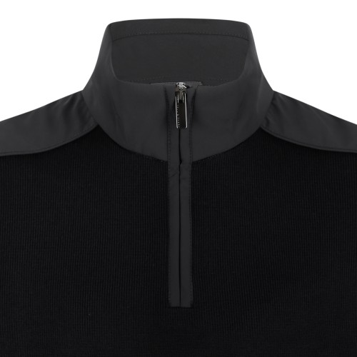 Paul & Shark Black Half-Zip Wool Sweater.