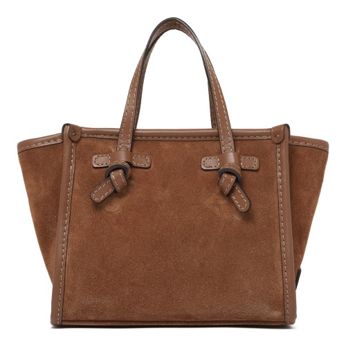 Marcella Cognac Suede Leather Tote Bag. 2