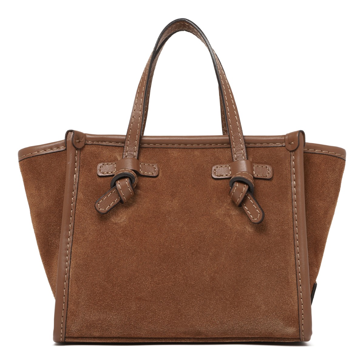 Marcella Cognac Suede Leather Tote Bag.